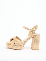 Lipsy Natural Wide Fit Knotted Platform Heeled Sandals - Image 5 of 5