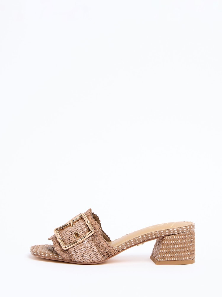 Lipsy Chocolate Brown Raffia Buckle Detail Summer Low Block Heel Mule Summer Sandals - Image 6 of 6 Lipsy Chocolate Brown Raffia Buckle Detail Summer Low Block Heel Mule Summer Sandals - Image 6 of 6