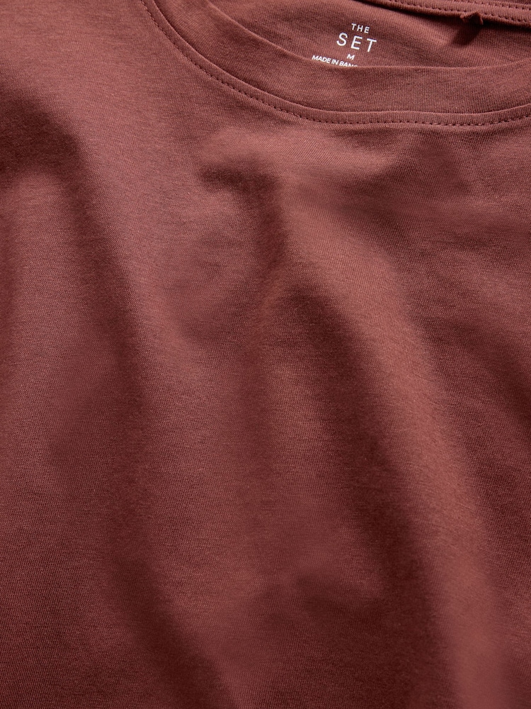 The Set 4 Pack Grown On Sleeve T-Shirt Chocolate Brown/Pinks/White - Image 6 of 6