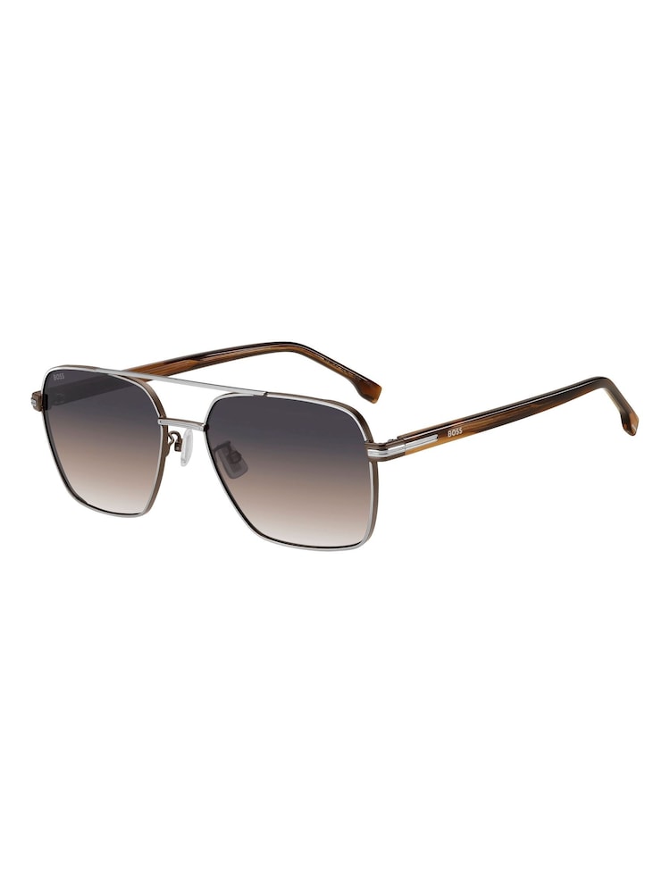 BOSS Brown Rectangular Palladium Sunglasses - Image 2 of 5 BOSS Brown Rectangular Palladium Sunglasses - Image 2 of 5