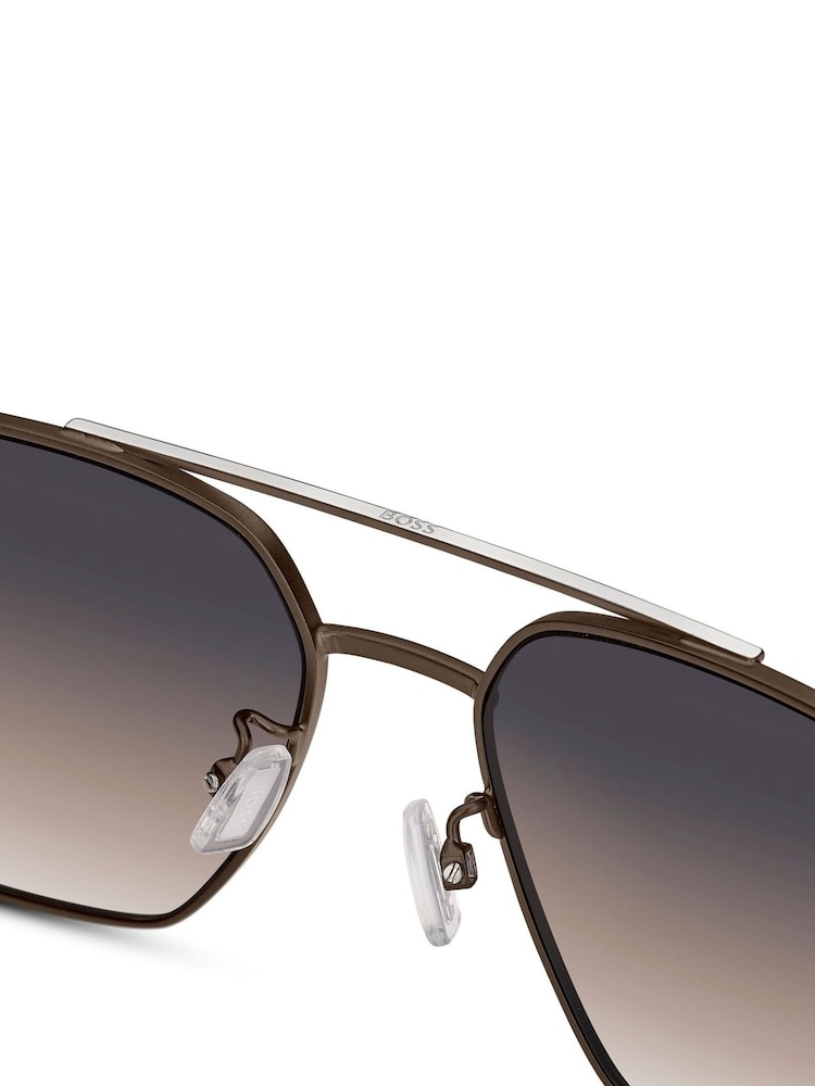 BOSS Brown Rectangular Palladium Sunglasses - Image 5 of 5 BOSS Brown Rectangular Palladium Sunglasses - Image 5 of 5