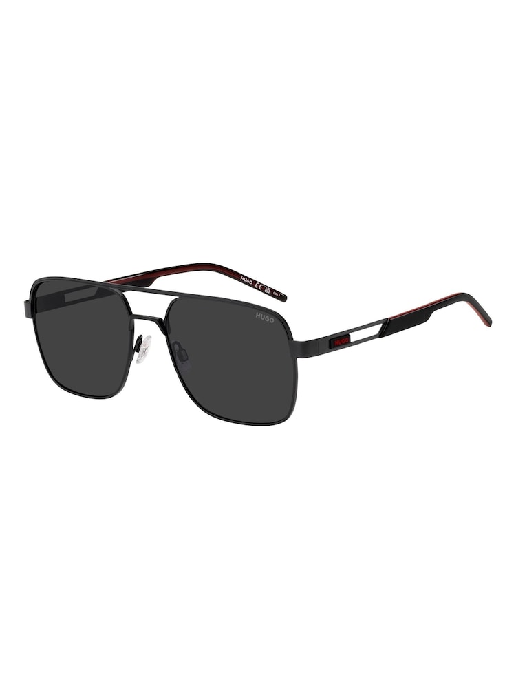 HUGO Black Square Double Bridge Sunglasses - Image 2 of 4 HUGO Black Square Double Bridge Sunglasses - Image 2 of 4