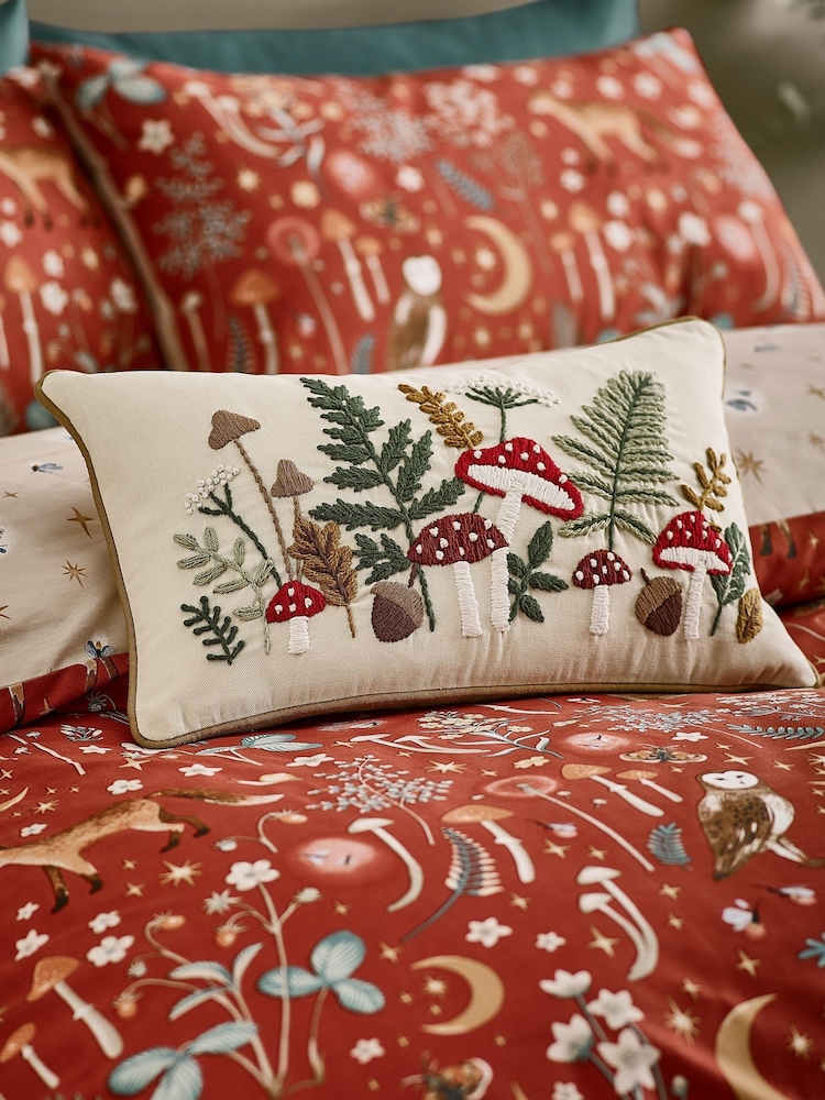 Catherine Lansfield Natural Embroidery Woodland Cushion - Image 3 of 3