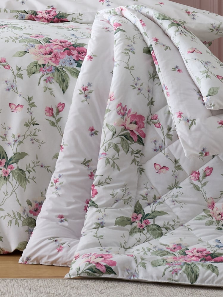 Bridgerton by Catherine Lansfield Natural Penelope Floral Print Reversible Eiderdown Bedspread - Image 1 of 4