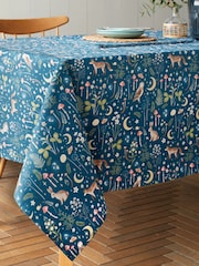 Catherine Lansfield Navy Blue Enchanted Twilight Animals Cotton Table Cloth - Image 2 of 2