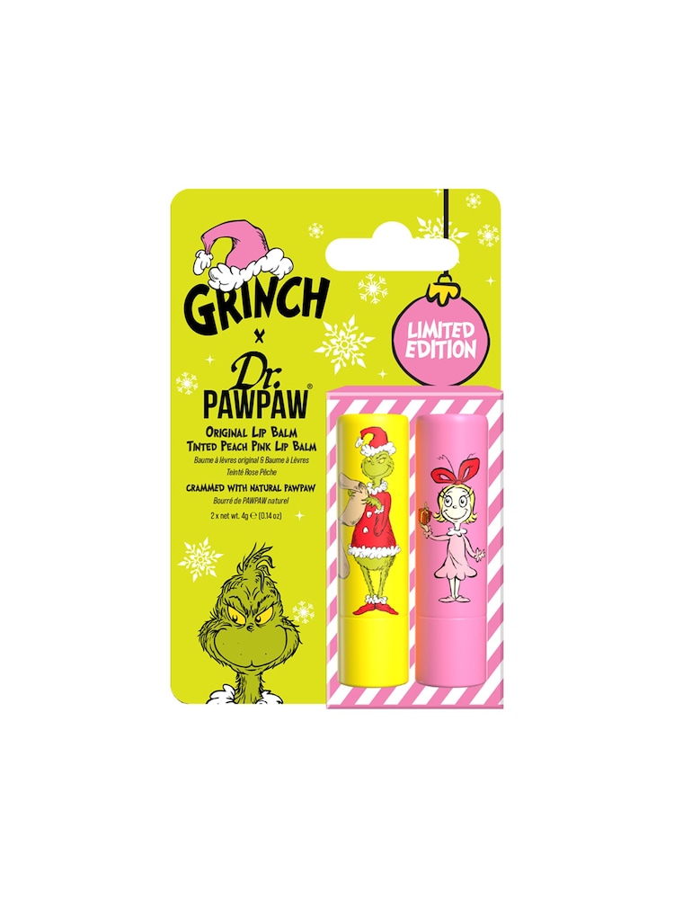 Dr. PAWPAW x Grinch Original Lip Balm and Tinted Peach Pink Lip Balm - Image 1 of 1