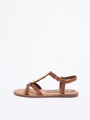 Tan Starfish Charm - Lipsy T Bar Flat Sandals - תמונה 5 מתוך 5