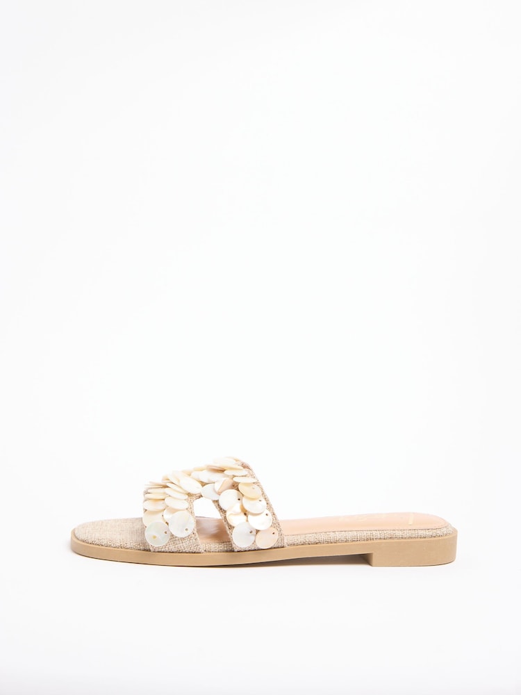 Natur - Lipsy gestrickte, gehäkelte Slipper Slip-On flache Sandalen - Bild 5 von 5