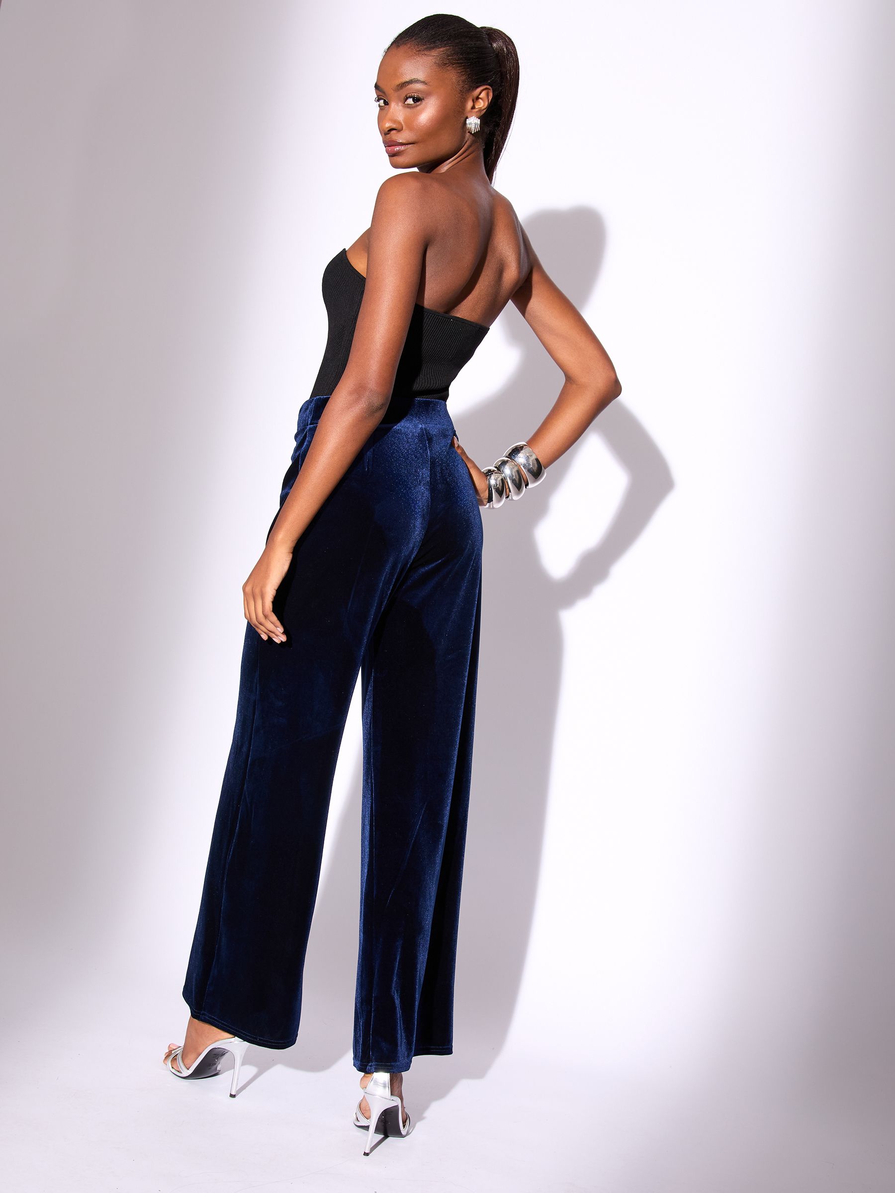 Buy Lipsy Navy Velvet Wide leg Trousers from Next South Africa