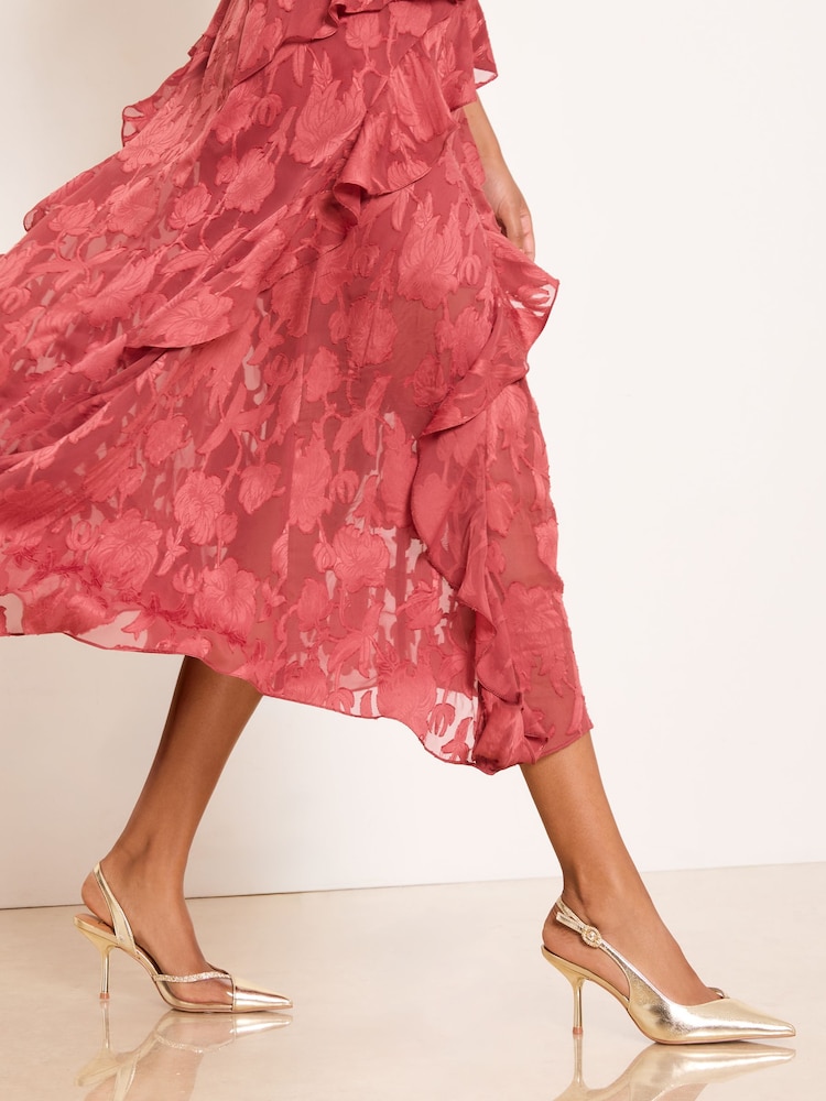 Lipsy Rose Gold Metallic Perpex Diamante Embellished Stilleto High Heel Occasion Court Shoes - Image 2 of 5