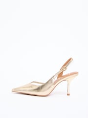 Lipsy Rose Gold Metallic Perpex Diamante Embellished Stilleto High Heel Occasion Court Shoes - Image 5 of 5