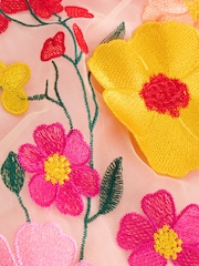 Rosa - 3D Brodert blomsterkjole til fest (3–16år) - Bilde 8 av 8