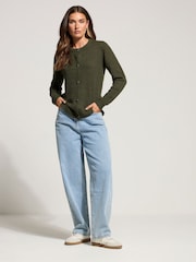 Long Tall Sally Green Wool Blend Crew Neck Cardigan - Image 3 of 5