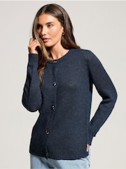 Long Tall Sally Blue Wool Blend Crew Neck Cardigan - Image 1 of 5
