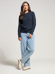 Long Tall Sally Blue Wool Blend Crew Neck Cardigan - Image 3 of 5