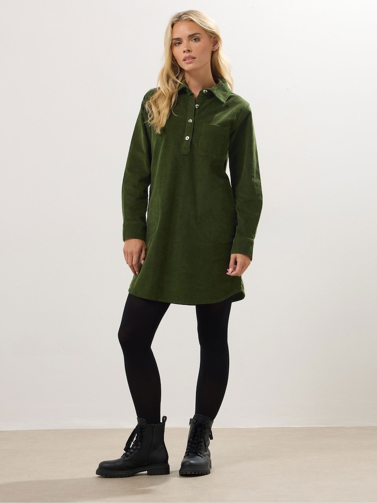 M&Co Green Petite Cord Tunic Dress - Image 2 of 5 M&Co Green Petite Cord Tunic Dress - Image 2 of 5