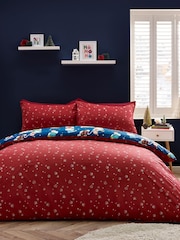 Catherine Lansfield Navy Christmas Elves Cotton Rich Duvet Cover Set - Image 4 of 6
