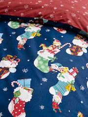 Catherine Lansfield Navy Christmas Elves Cotton Rich Duvet Cover Set - Image 6 of 6