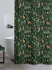 Catherine Lansfield Forest Green Enchanted Twilight Animal Shower Curtain - Image 1 of 2