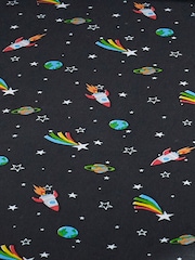 Catherine Lansfield Black Rainbow Rockets Fitted Sheet - Image 2 of 2
