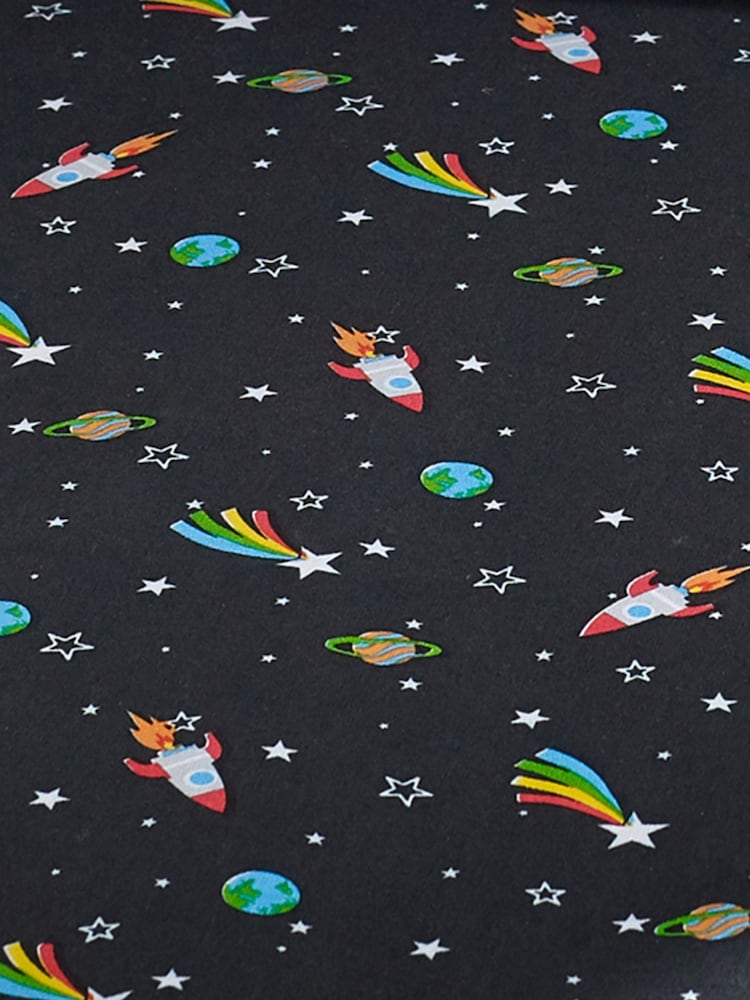 Catherine Lansfield Black Rainbow Rockets Fitted Sheet - Image 2 of 2