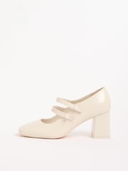 Friends Like These White Bridal Faux Leather Pearl Detail Low Block Heel Maryjane Court Shoes - Image 6 of 6