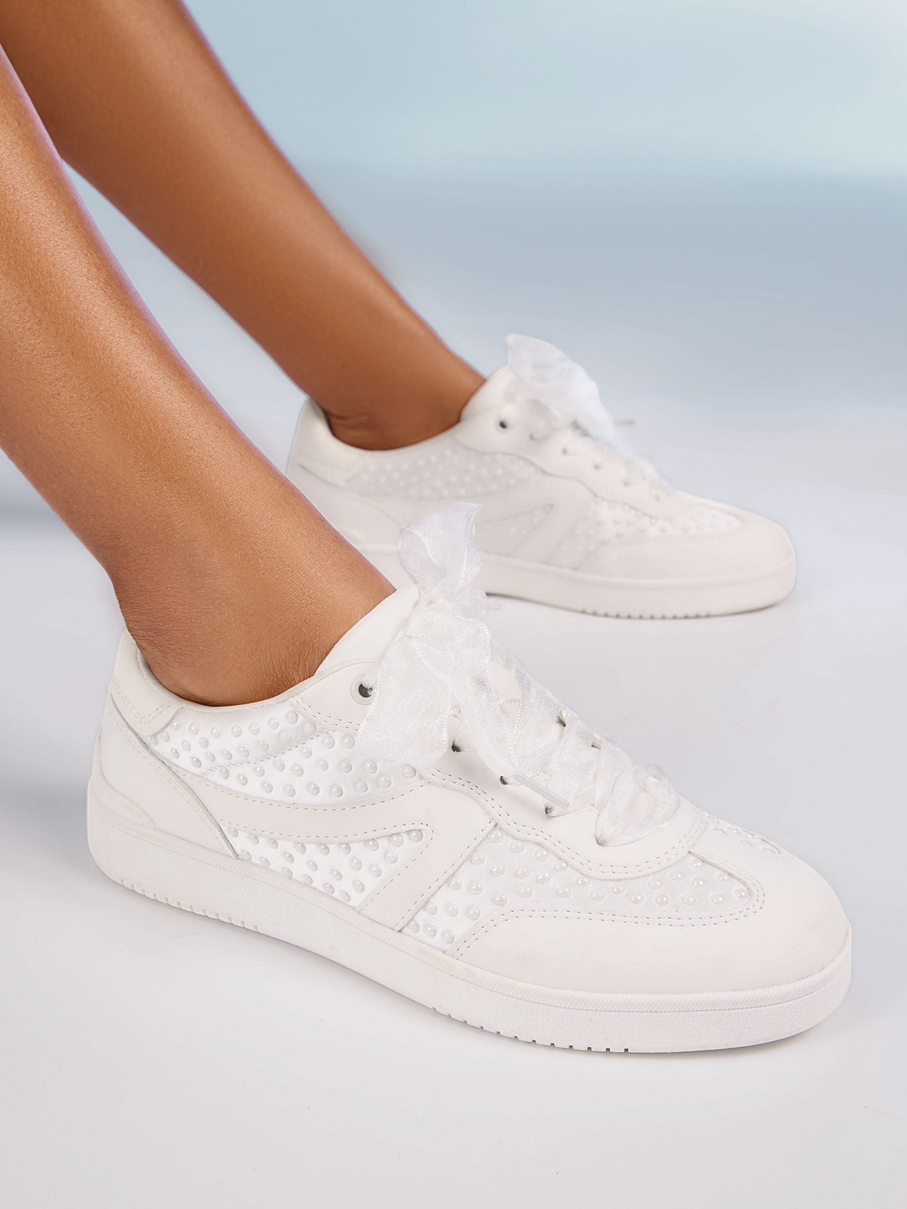 Buy Friends Like These White Bridal Faux Leather Pearl Lace-Up