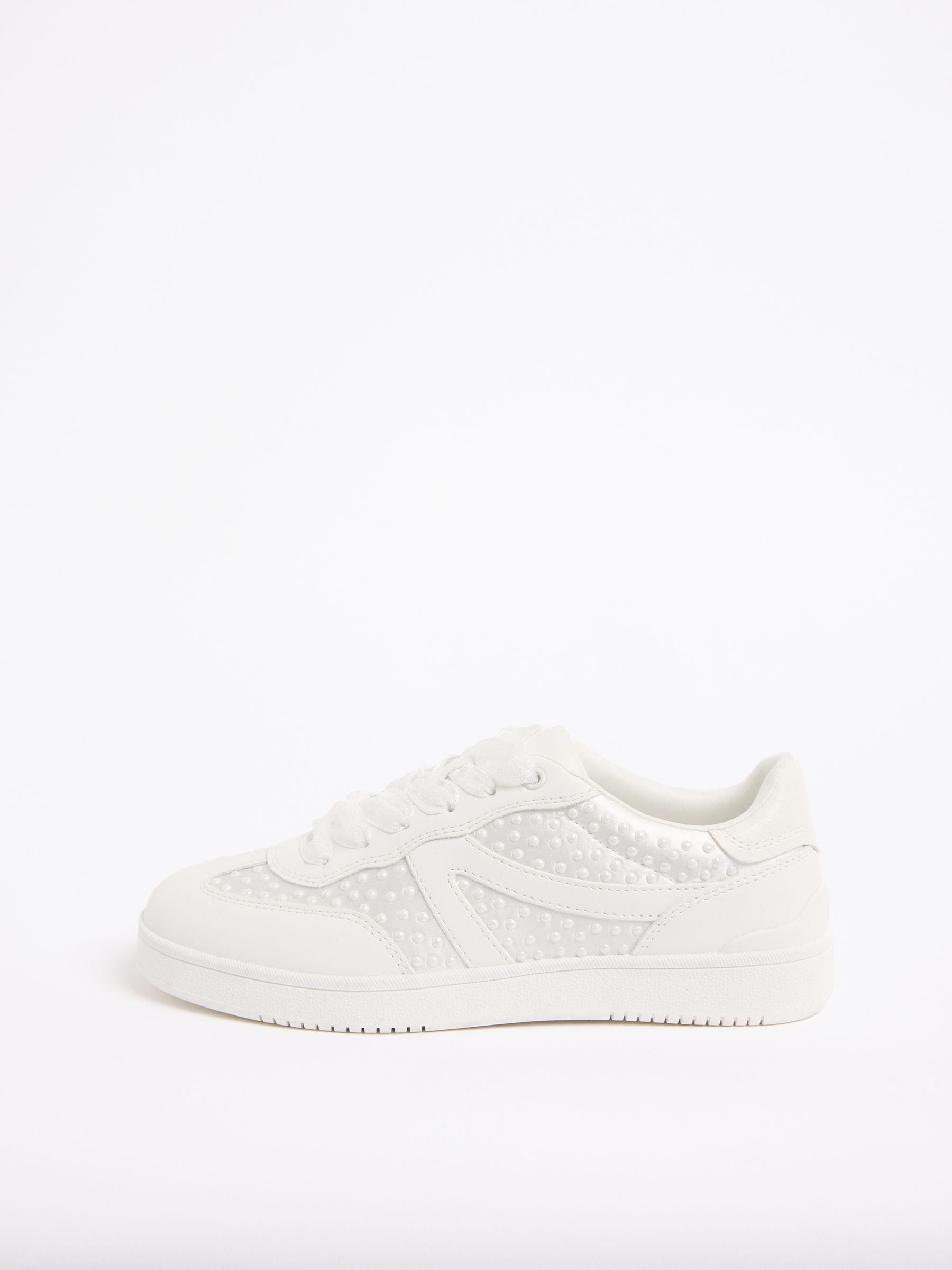 Buy Friends Like These White Bridal Faux Leather Pearl Lace-Up