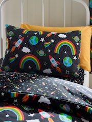 Catherine Lansfield Black Rainbow Rockets Reversible Duvet Cover Set - Image 3 of 4