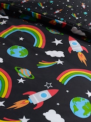 Catherine Lansfield Black Rainbow Rockets Reversible Duvet Cover Set - Image 4 of 4