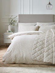 Catherine Lansfield Champagne Gold Corded Leaves Duvet Cover Set - Image 1 of 4