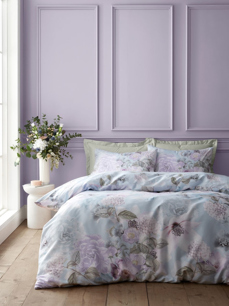 RHS Blue Floral Serenity So Soft Duvet Cover Set - Image 1 of 5 RHS Blue Floral Serenity So Soft Duvet Cover Set - Image 1 of 5