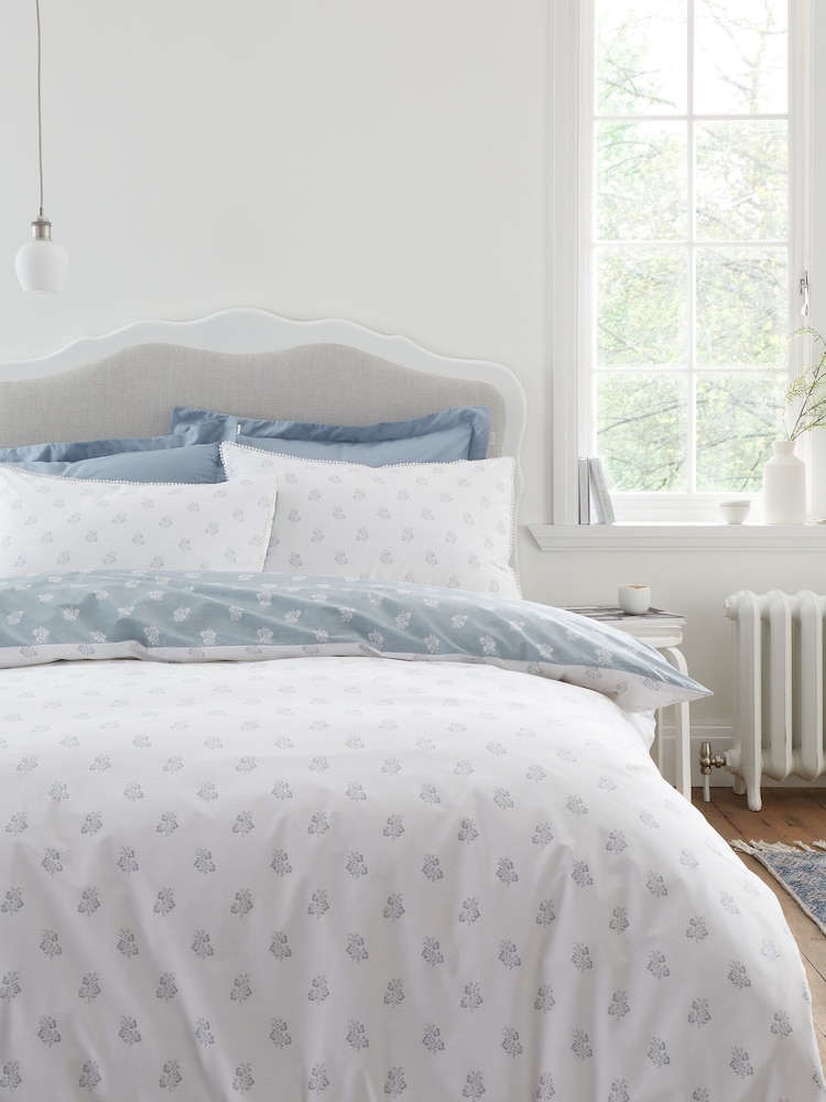 Bianca White Blue Esme Floral Print Reversible Duvet Cover Set - Image 2 of 6