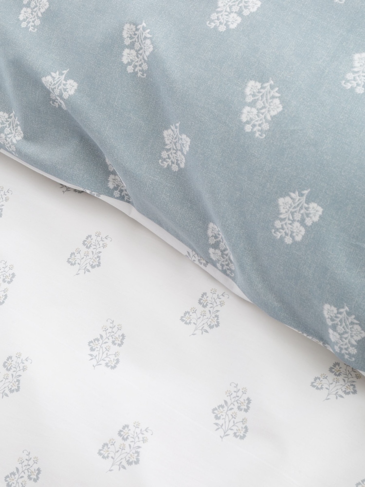 Bianca White Blue Esme Floral Print Reversible Duvet Cover Set - Image 6 of 6