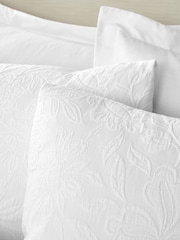 Bianca White Fleur Matelassé Jacquard Cotton Duvet Cover Set - Image 3 of 4