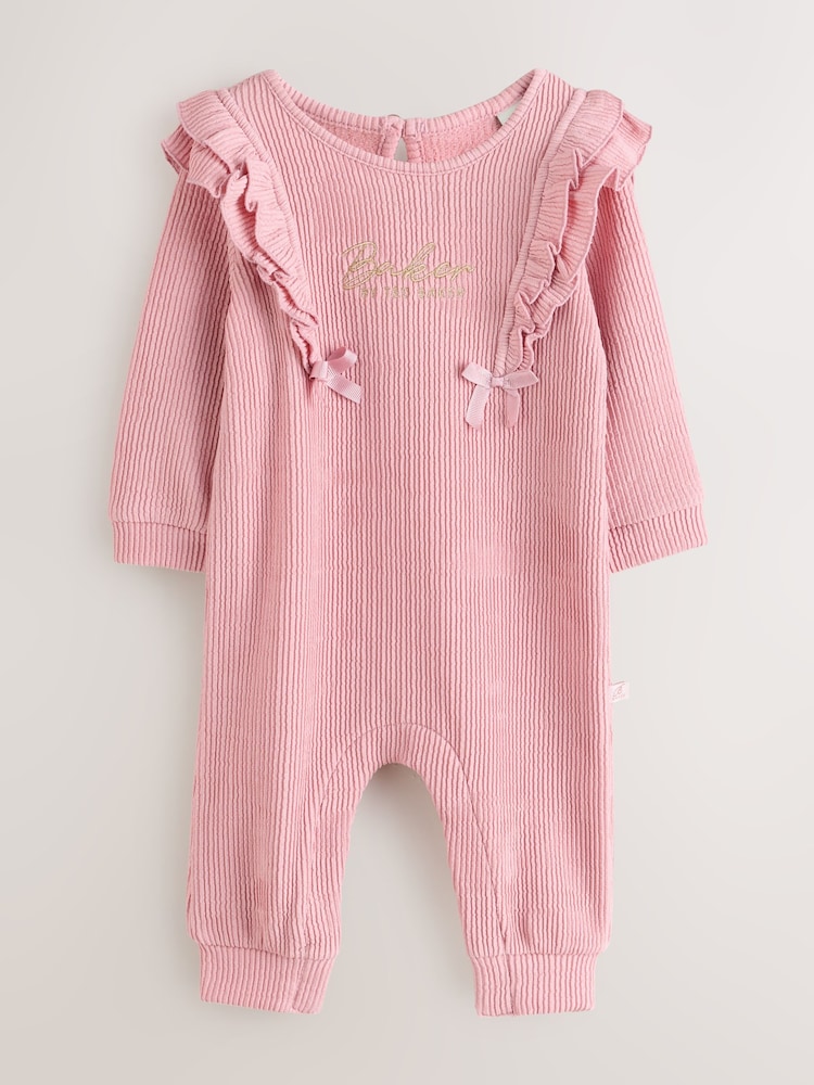 Baker by Ted Baker Textured Bow Long Sleeve Romper - Image 1 of 5