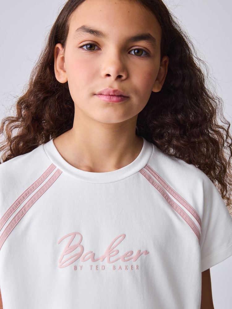 Baker by Ted Baker Pink/White Sports T-Shirt & Skort Set 2 Piece - Image 2 of 12