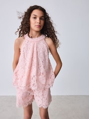 Baker by Ted Baker 2 Piece Lace Halter Top & Shorts Set - Image 1 of 14