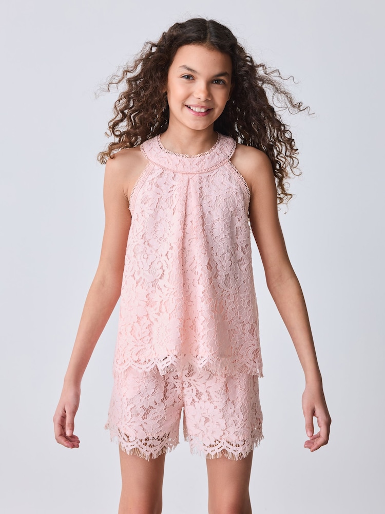 Baker by Ted Baker 2 Piece Lace Halter Top & Shorts Set - Image 2 of 14