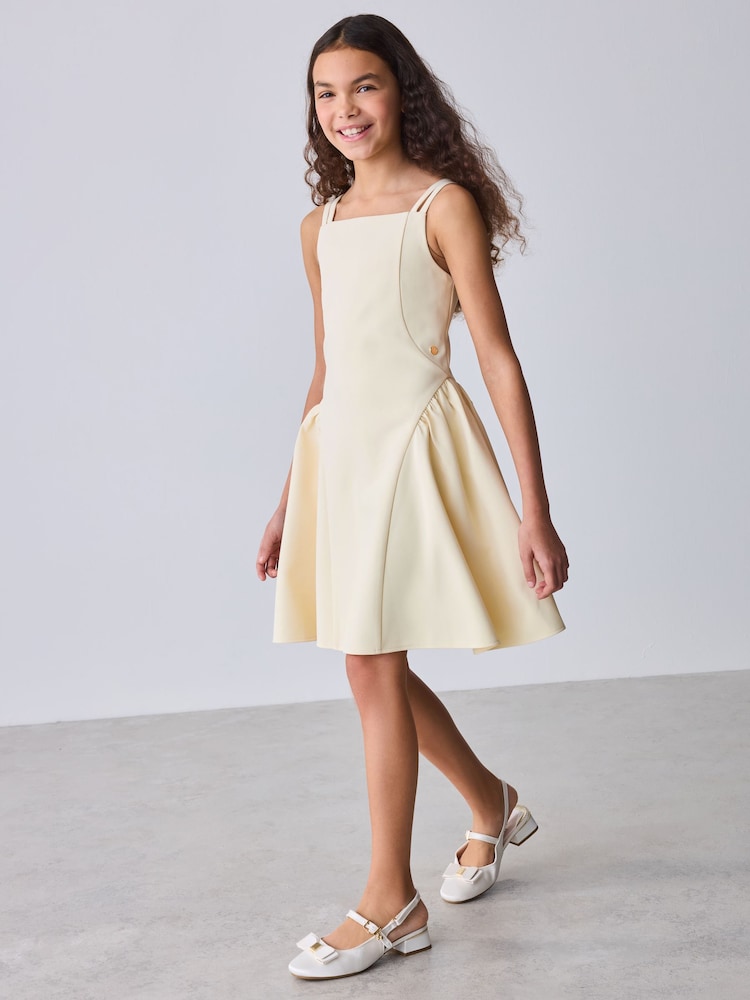 Baker by Ted Baker Structured Double Strap Skater Yellow Dress - Image 1 of 10 Baker by Ted Baker Structured Double Strap Skater Yellow Dress - Image 1 of 10