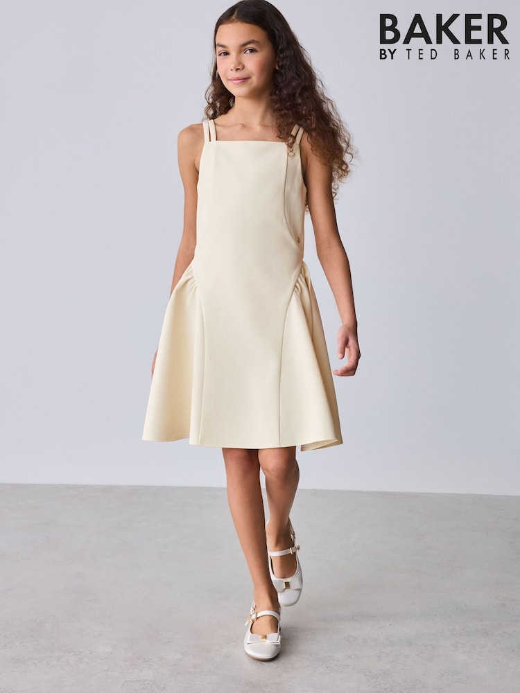 Baker by Ted Baker Structured Double Strap Skater Yellow Dress - Image 12 of 12