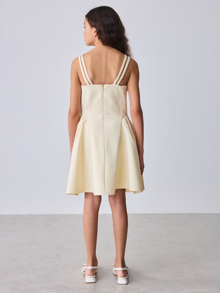 Baker by Ted Baker Structured Double Strap Skater Yellow Dress - Image 2 of 10 Baker by Ted Baker Structured Double Strap Skater Yellow Dress - Image 2 of 10