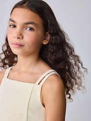 Baker by Ted Baker Structured Double Strap Skater Yellow Dress - Image 4 of 10