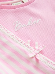 Baker by Ted Baker 2 Piece Pink Ribbed T-Shirt & Pinstripe Trousers Set - Image 11 of 13