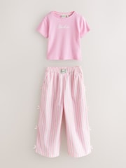 Baker by Ted Baker 2 Piece Pink Ribbed T-Shirt & Pinstripe Trousers Set - Image 8 of 13