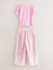 Baker by Ted Baker 2 Piece Pink Ribbed T-Shirt & Pinstripe Trousers Set - Image 9 of 13