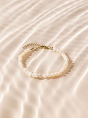 White Stainless Steel Pearl Bracelet - Image 1 of 4