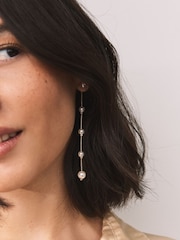 White Pearl Effect Drop Chain Earrings - Image 1 of 5