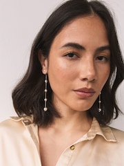 White Pearl Effect Drop Chain Earrings - Image 2 of 5