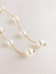 White Pearl Effect Drop Chain Earrings - Image 4 of 5